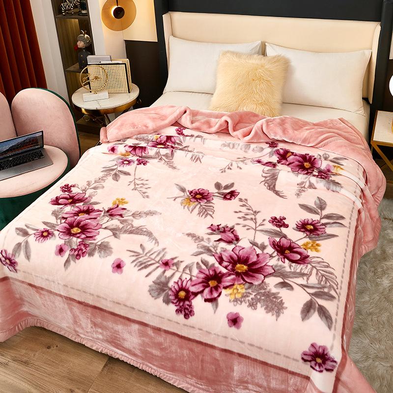 Winter Thickened Raschel Wedding Blanket – Double Layer Quilt for Students & Couples