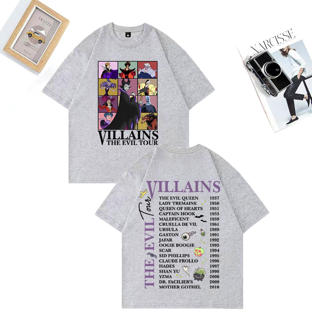 Villains Evil Tour Graphic vintage classic T Shirts Hip Hop Casual 100 Cotton short sleeve tshirt Summer clothes Oversized Tee