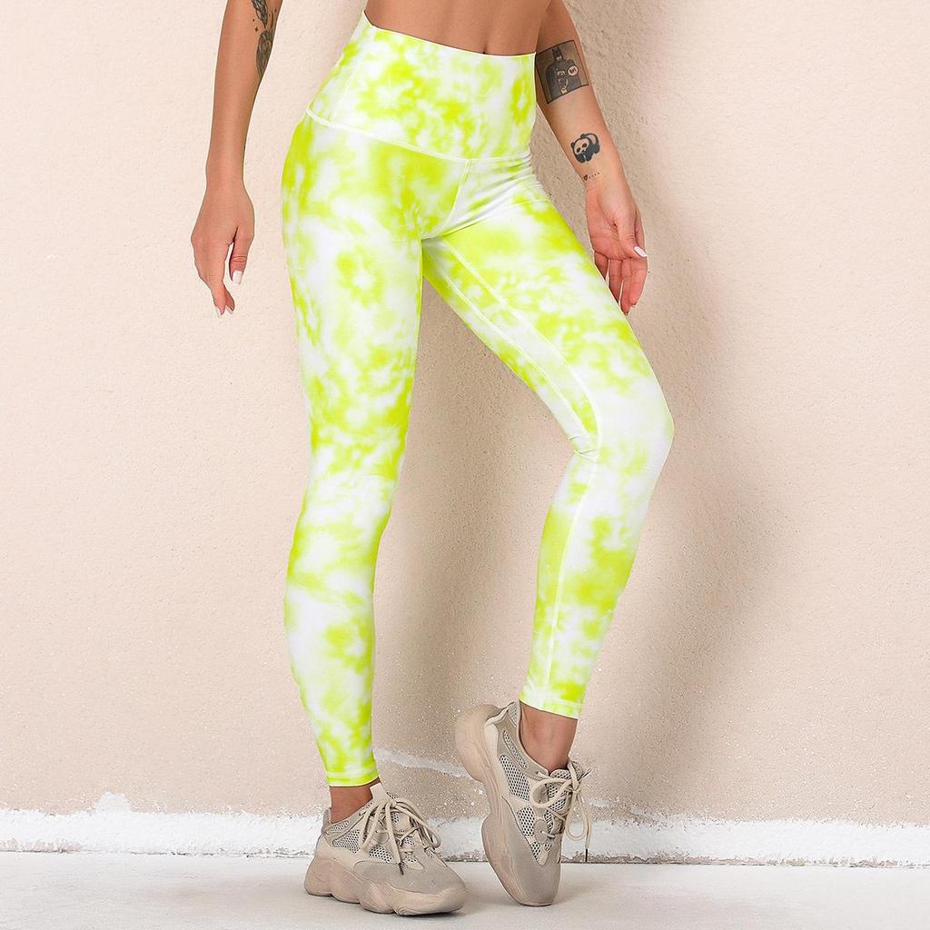 Pantaloni da yoga traspiranti ad asciugatura rapida con stampa digitale Fitness Leggings sportivi elastici stretti a vita alta da donna