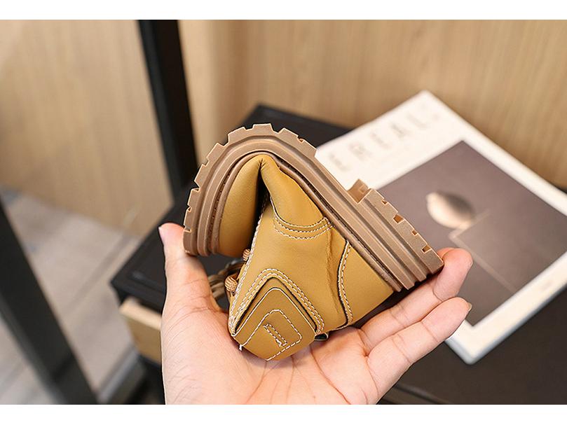 2025 Winter Kids' Warm British Style Martin Boots: Thick Leather, Non-Slip, Fleece-Lined for Boys & Girls