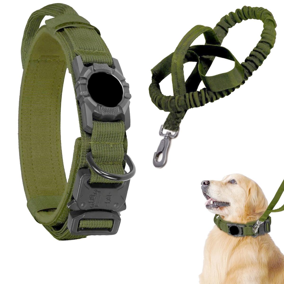 Verstellbarer Nylon-AirTag-Halter, Hundehalsband, Metallschnalle, taktisches Haustierhalsband, Hundezubehör, Anti-Last und sicheres Aufspüren von Haustierhunden M