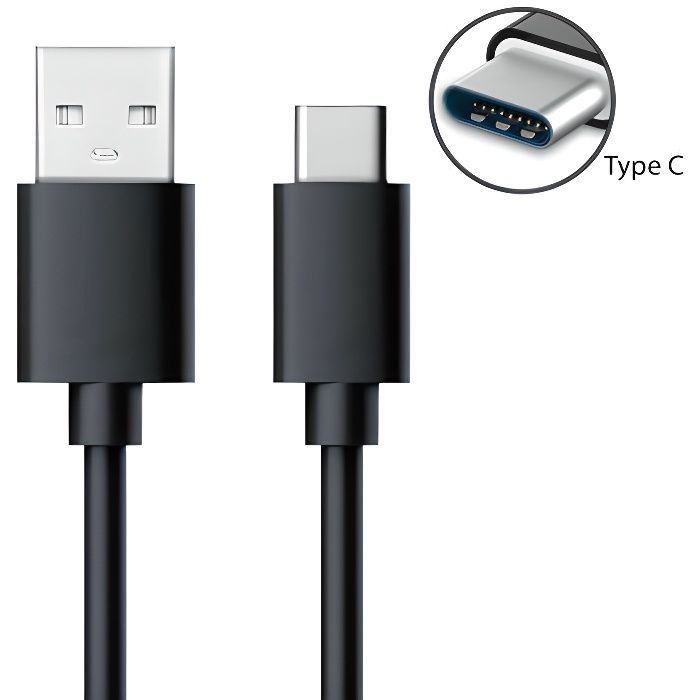 Câble Chargeur USB Type C pour Samsung Huawei - PROSHOP - 1M - Noir