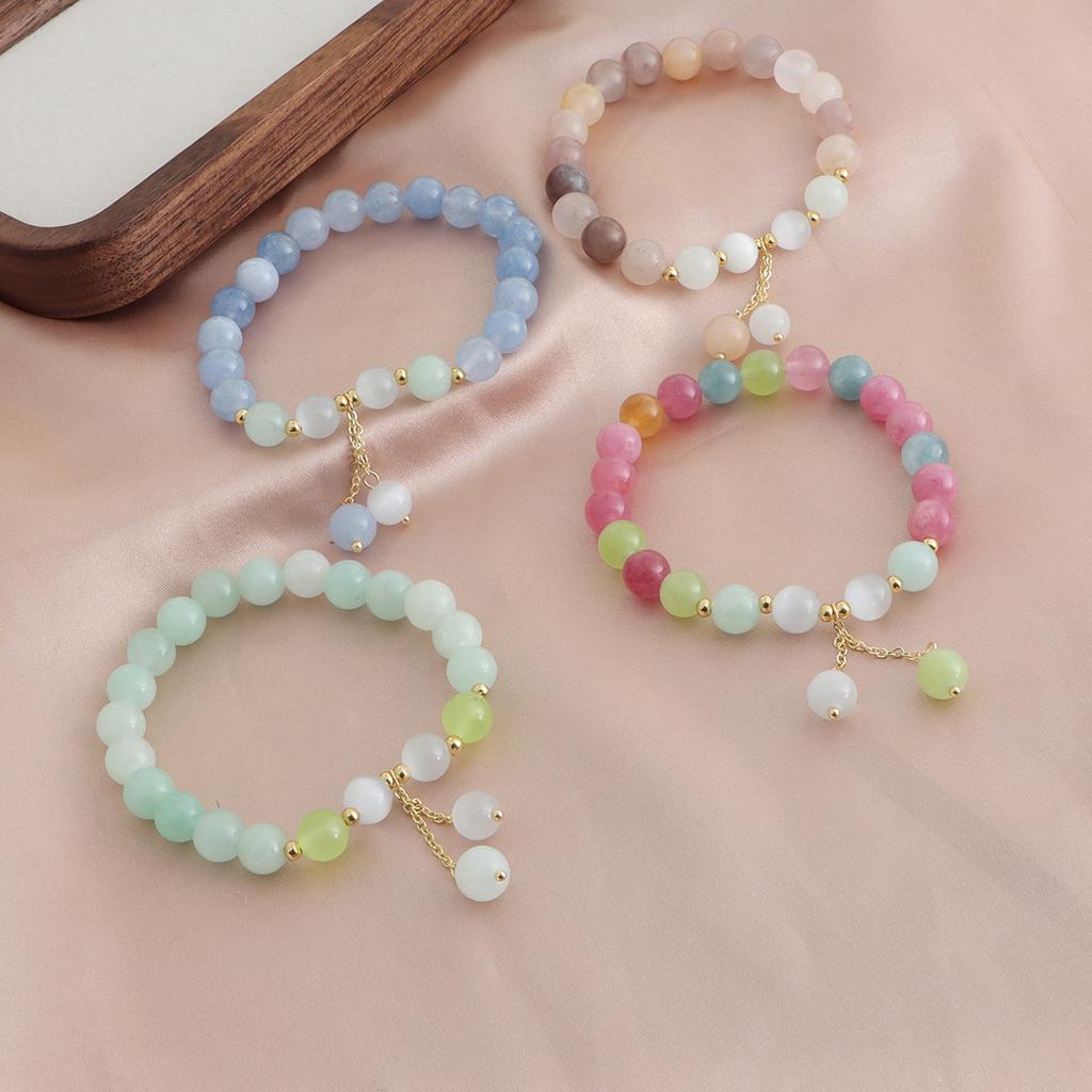 Bracelet Natural Stone Watermelon Tourmaline Rose Stone Xinjiang Jade Powder Crystal Bracelet Bracelet Girlfriend Dopamine