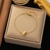 Stainless Steel Letter V Bracelets For Women Girl Gold Color Alphabet Bangle Famous Brand Jewelry Set Best Gift For Friend