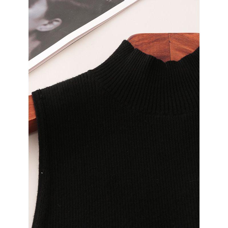 Women's Refined Half-Turtleneck Knitting Vest Silm Slimming Thin Sleeveless Bottoming Small Inner Wear Temperament Commute