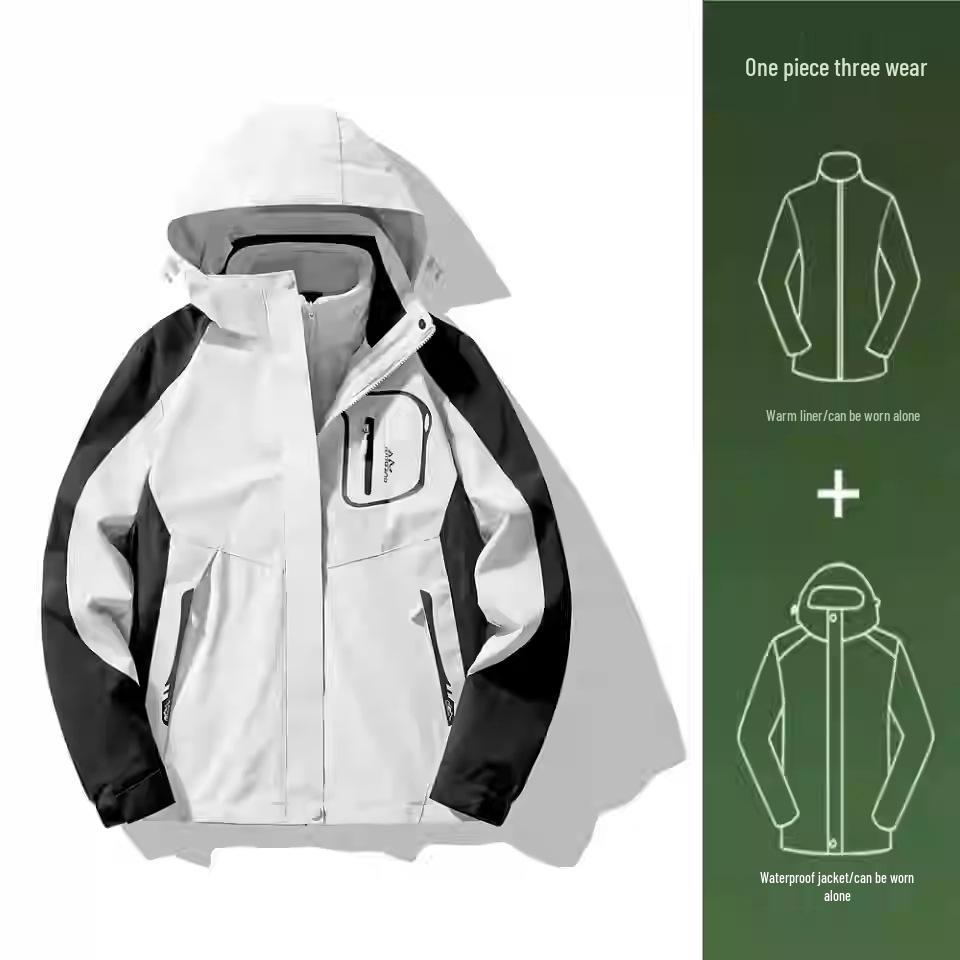 

HJCAMEL Унисекс Куртка 3-в-1 Верблюжья Тибет: Водонепроницаемый, Ветрозащитный, для Весенних, Осенних, Зимних Занятий на Открытом Воздухе. L