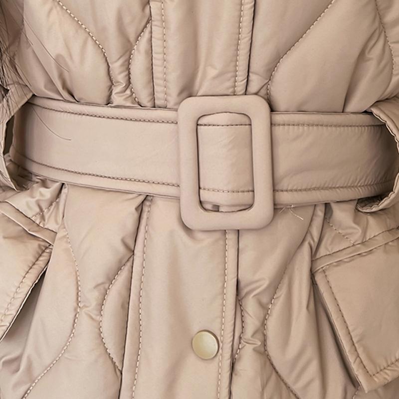 Fashion Winter Woman Parkas With Belt Loose Thick Warm Jackets Women's Coats