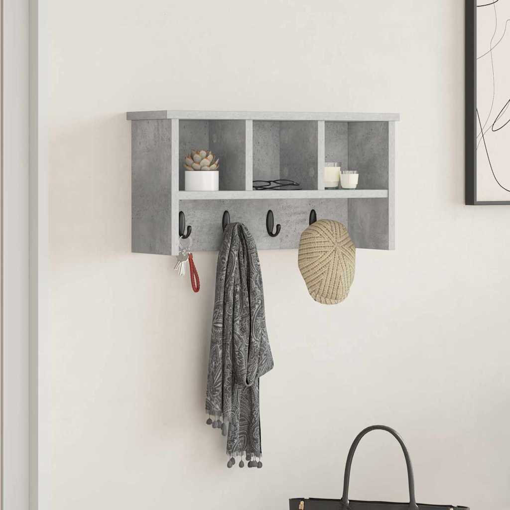 Wall Mounted Nightstand with Shelf Concrete Grey 50 x 16 x 26 cm