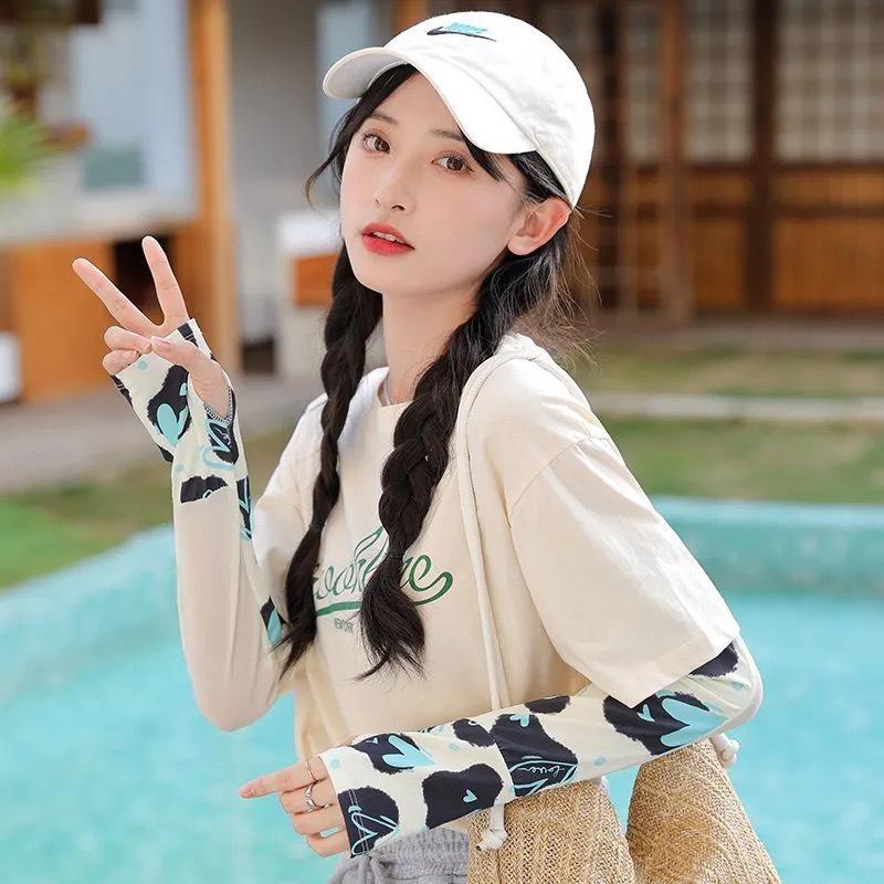 Sonnenschutz Eisärmel Damen Sommer Trendige UV-Blockierende Handschuhe