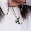 Football Shoe Pendant Necklace Boys Vintage Silver Color Hip Hop Punk Sports Style Stainless Steel Chain Fashion Man Jewelry