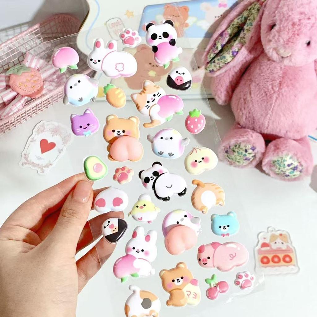 Cute Cartoon Bunny 3D Foam Stickers DIY Scrapbook Craft Decor Stickers Self-Adhesive Album Notebook Phone Case Stress Relief Toy