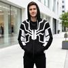 Unisex Casual Loose Fit Long Sleeve Hooded Jacket with Printed Pocket