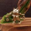 Retro Chinese Metal Cats Statue Kitten Carrying Baskets Fortune Figurine Elegant Decorative Piece for Tabletop Display