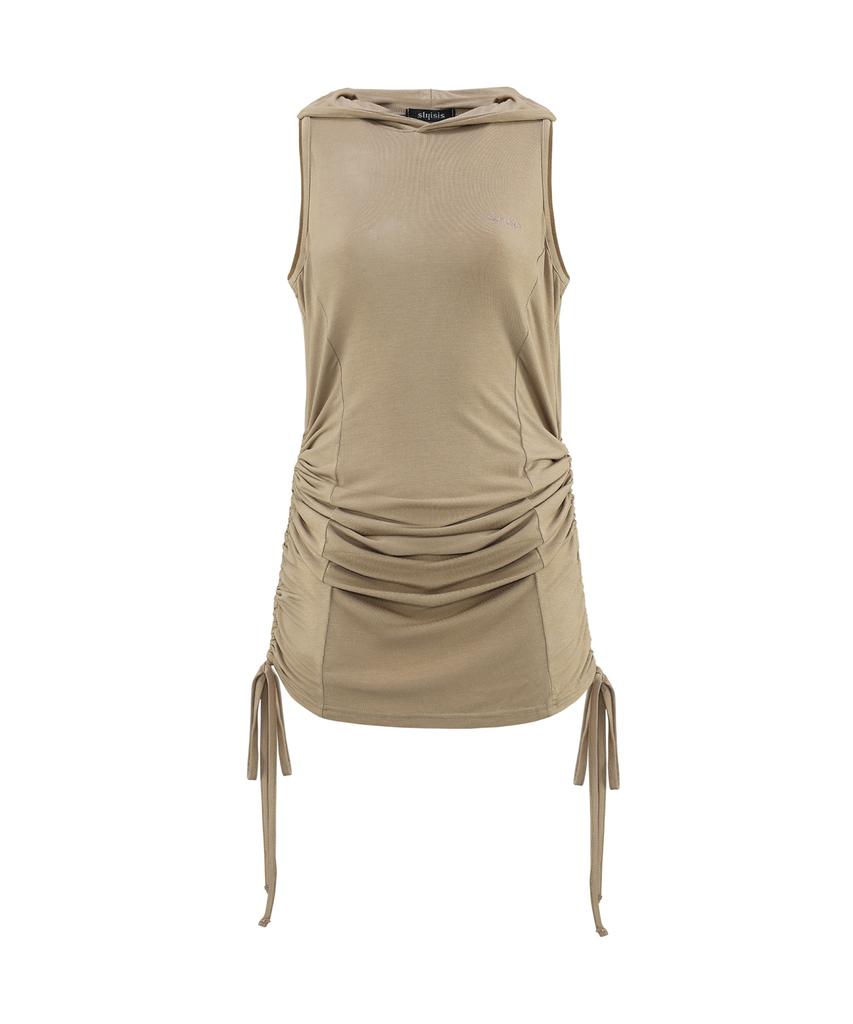 Seullisiseu Sleeveless Hoodie Dress (Khaki)