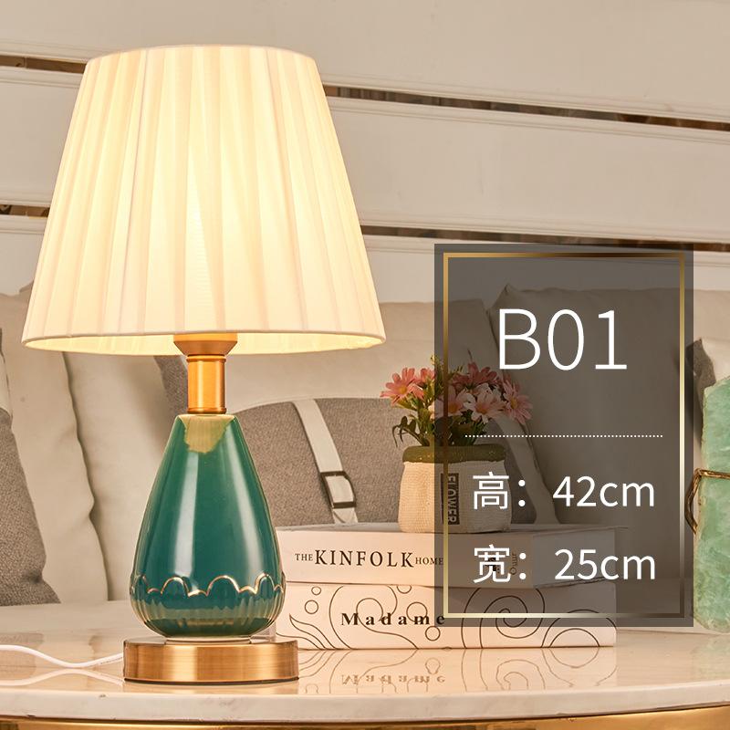 Bedroom Ceramic Table Lamp Bedside Table Room Living Room Decoration Study Retro Lighting Remote Control Desk Lamp E27 Bulb