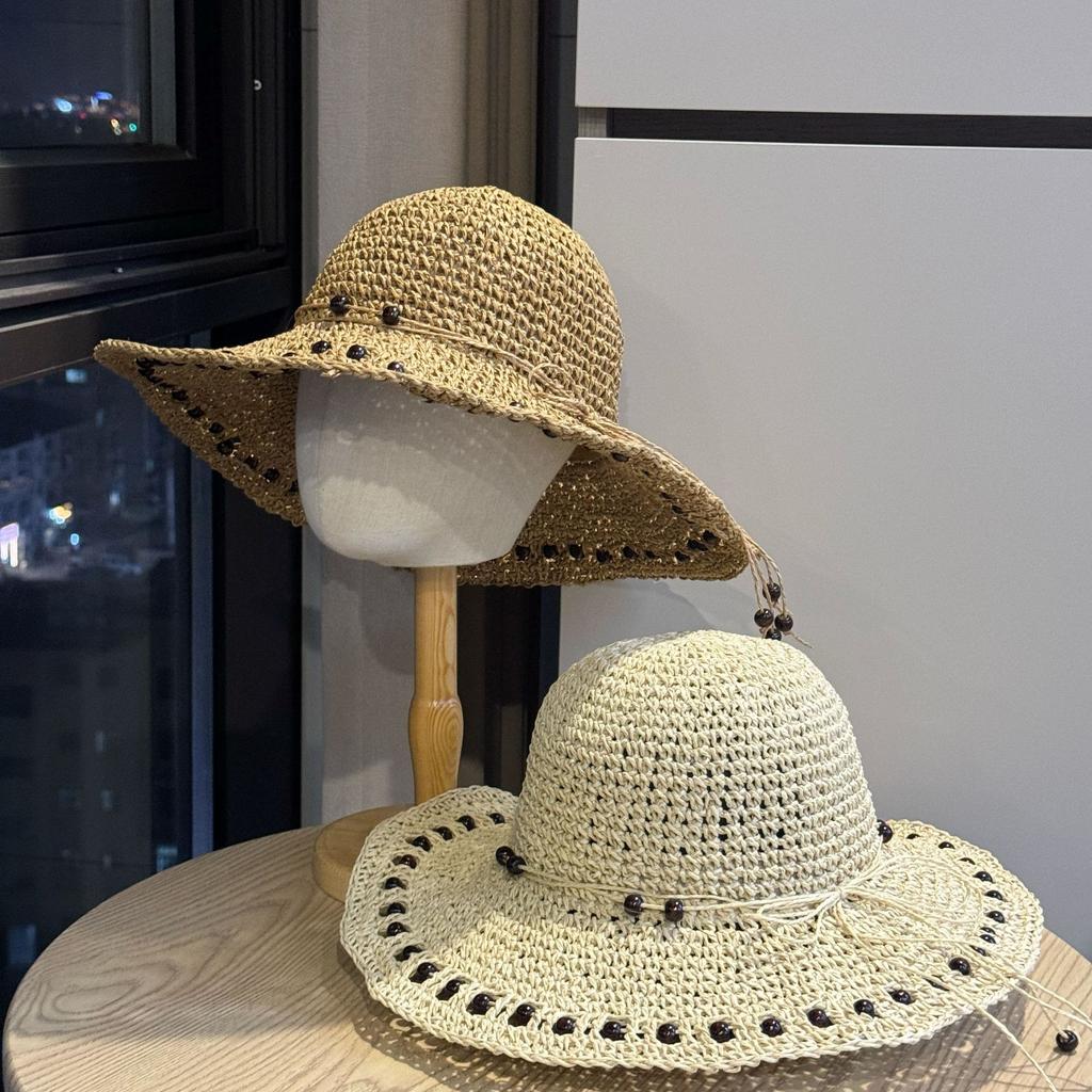 New Hollow Large Brim Woven Straw Hat Women's Summer Seaside Beach Vacation Sunshade Sunscreen Fisherman Hat