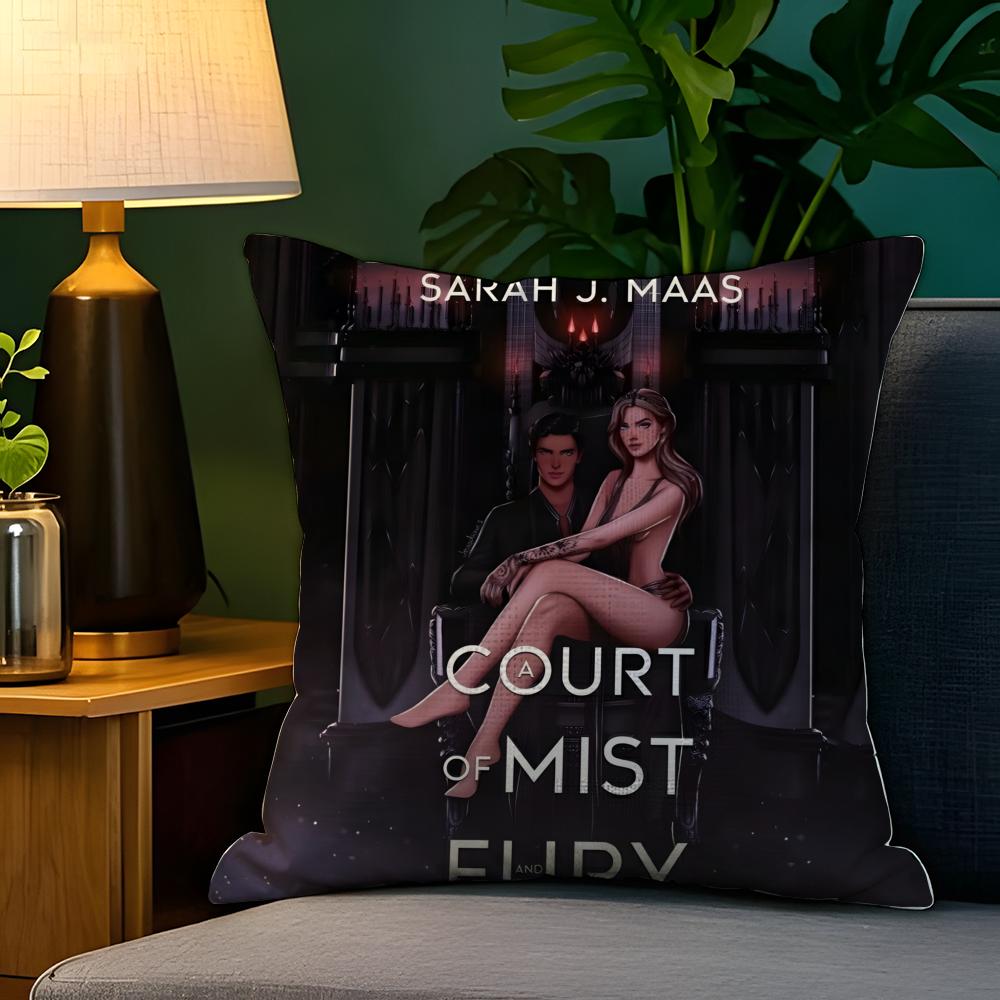 Novel A-A Court Of Thorns And Roses 2 Pillow Case Natural Linen Pillow Case Double-Sided Decor Sofa Pillowcase Home Decor