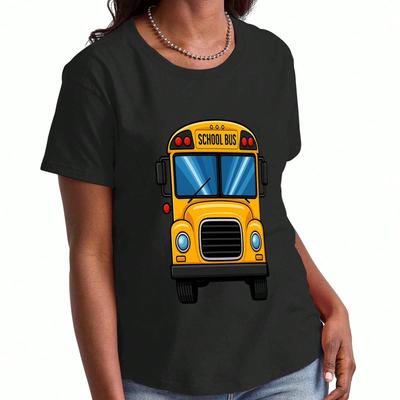 School Bus And Kids Wounisex's Cotton T Shirt, Pure Cotton Premium Print, Durable, Casual Fashion. You Don't Have To Be Crazy To Be A Teacher Graphic 
