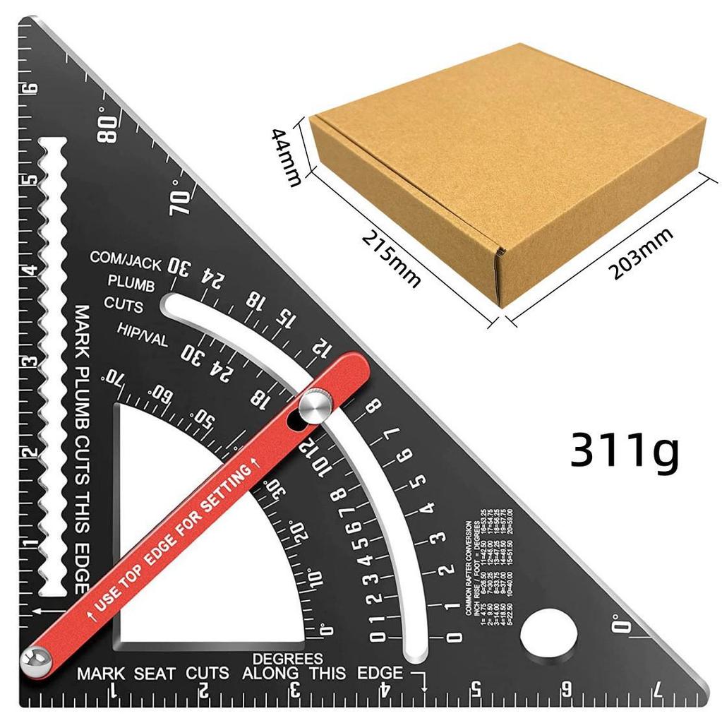 Silver 7-inch Imperial Aluminum Alloy Right Angle Set Square for Woodworking