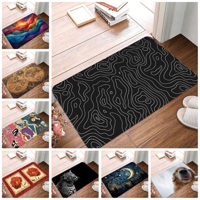 Tapete de Porta Antiderrapante Impermeável com Padrões Múltiplos Fácil de Limpar Tapete de Chão para Entrada Decoração de Casa Durável Minimalismo Tão Fashion e Bonito