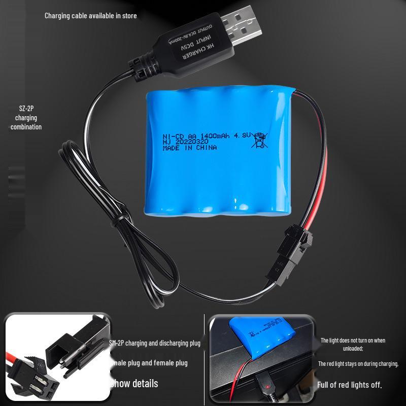 4.8V 1400mAh NiCd AA Battery Pack - Rechargeable 5-Ct for Remote Control Toys (Up To 300 Cycles)