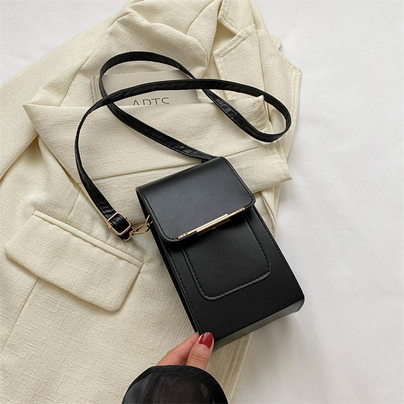 Elegant Small Square Bag Versatile Pu Leather Phone Bag For Everyday Use чёрный