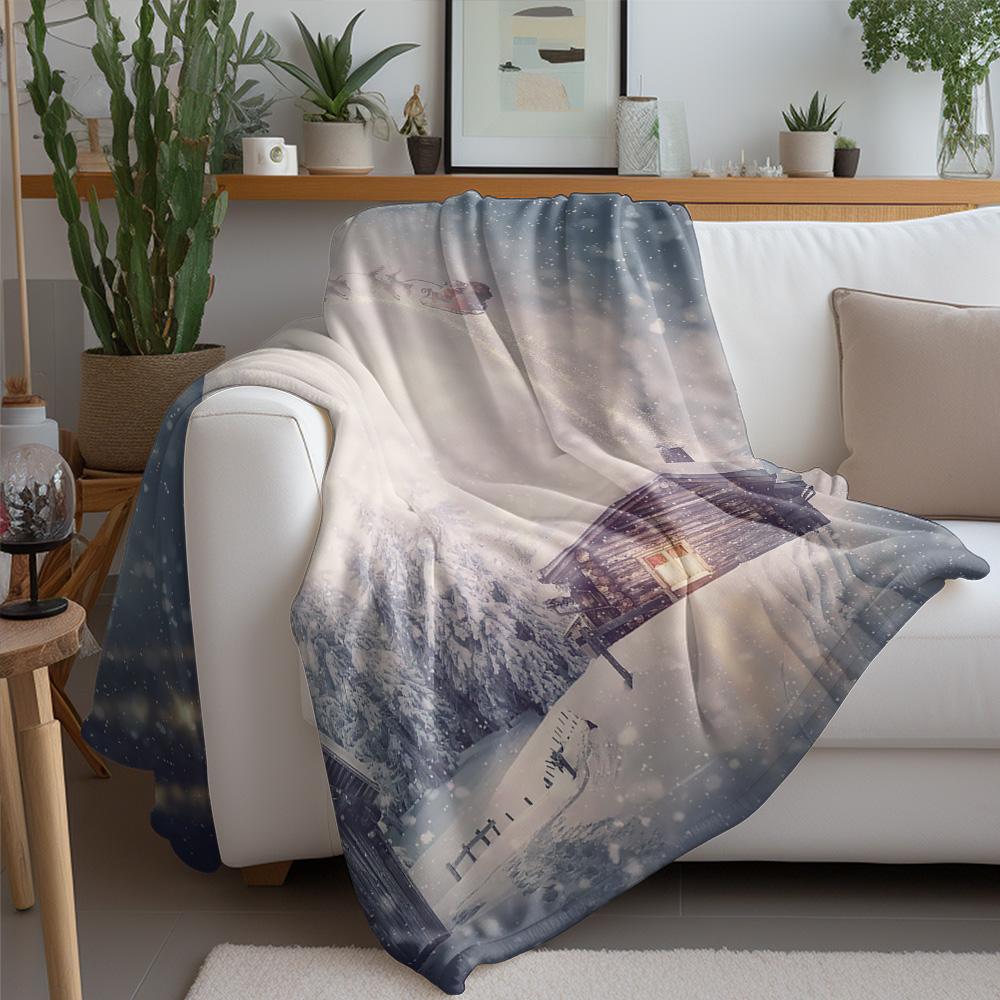 Tuniu Winter Forest Fleece Blanket Warm Throw Sofa Bed Christmas Gift Decorative Throw Blanket