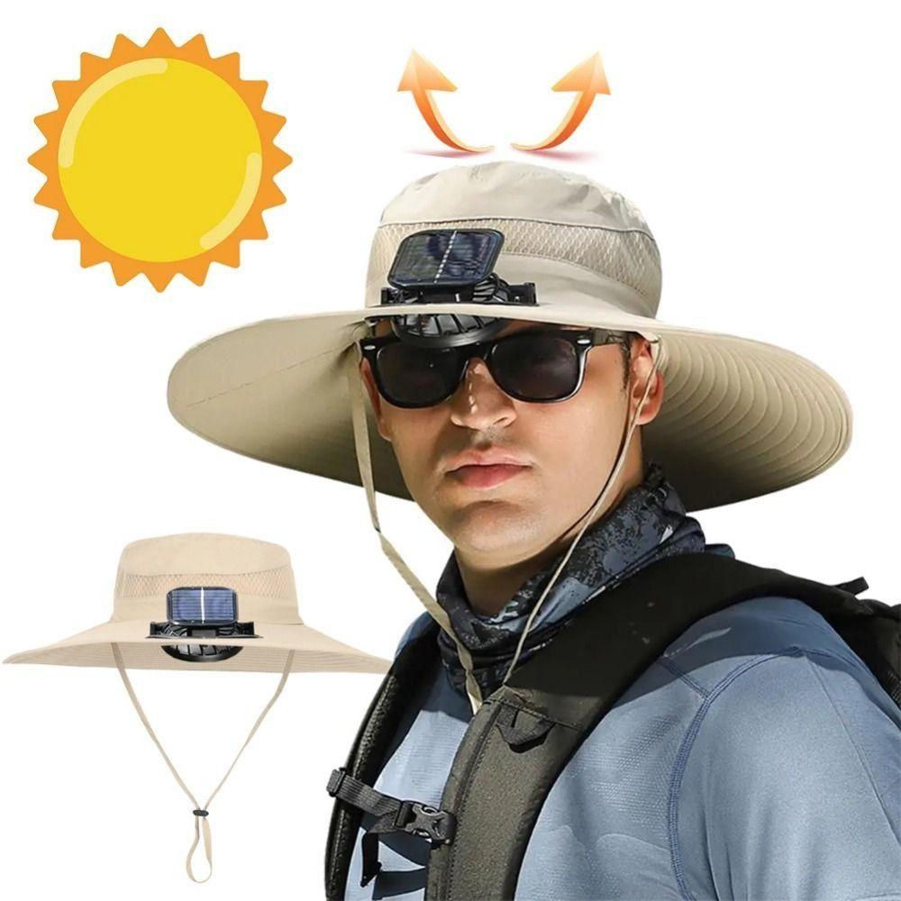Breathable Solar Fan Hat UV Protection Fishing Bucket Hat Sun Hat with Fan  Hot Weather