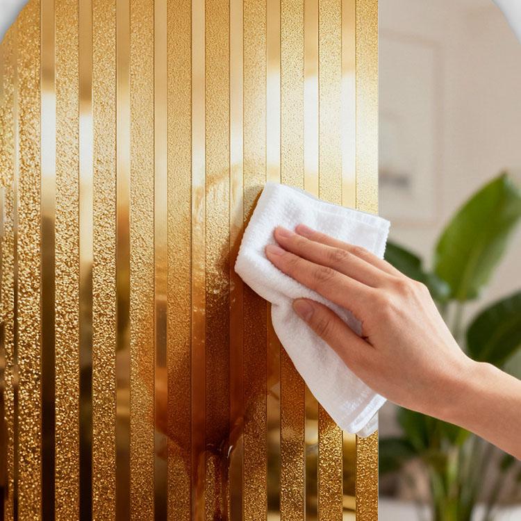 Self-Adhesive Faux Grunge Stripe Wall Sticker Metallic Foil Finish Wallpaper Living Room Background Decoration Waterproof DIY Home Renovation