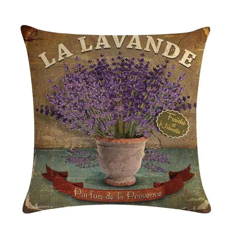 45X45Cm Decorative Throw Pillows Case Purple Lavender Flower Pillowcase Decorations Home Navidad Decor Flower Floral Decor