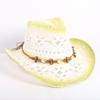 Popular European and American fashion hollow woven hat straw hat men's and women's classic outdoor western denim straw hat