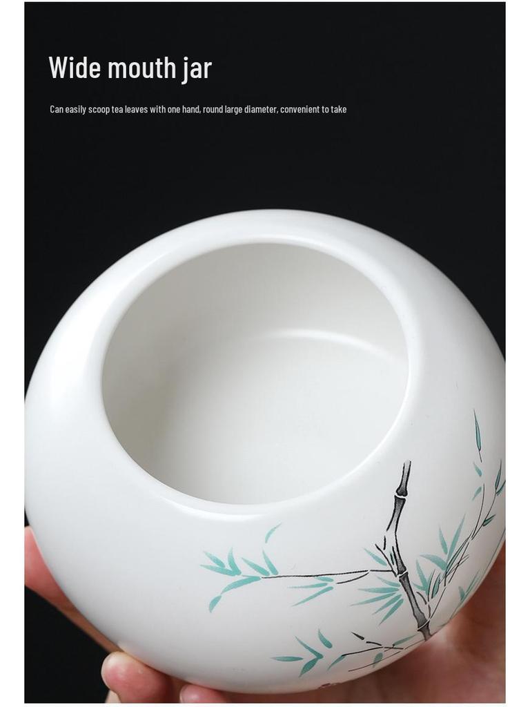 Ceramic Tea Caddy Souvenir: Small Moisture-Proof Jar for Pu-erh & White Tea, Ideal Gift with Logo