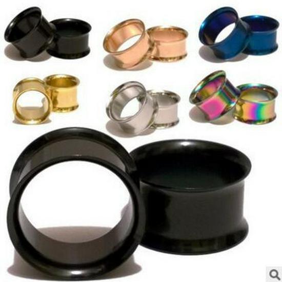 Multi-Color Double Flare Ear Gauge with 316 Stainless Steel Internal Thread