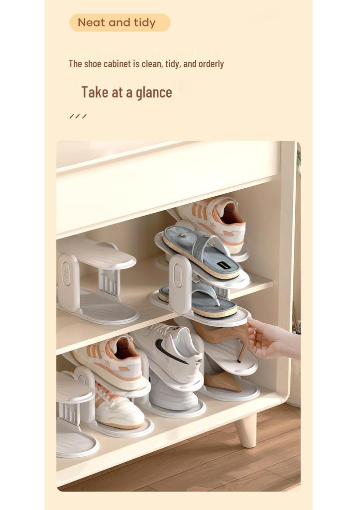 Adjustable Double-Layer Folding Shoe Rack for Space-Saving Storage In Home Cabinets