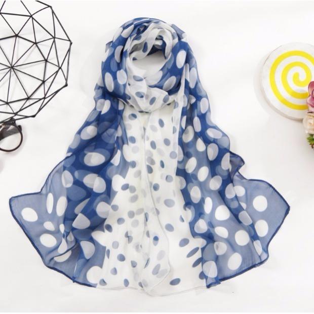 Jarní a letní tenký průsvitný puntíkovaný šátek větruodolný a s ochranou proti slunci puntíkovaný umělecký dekorační šátek dlouhý