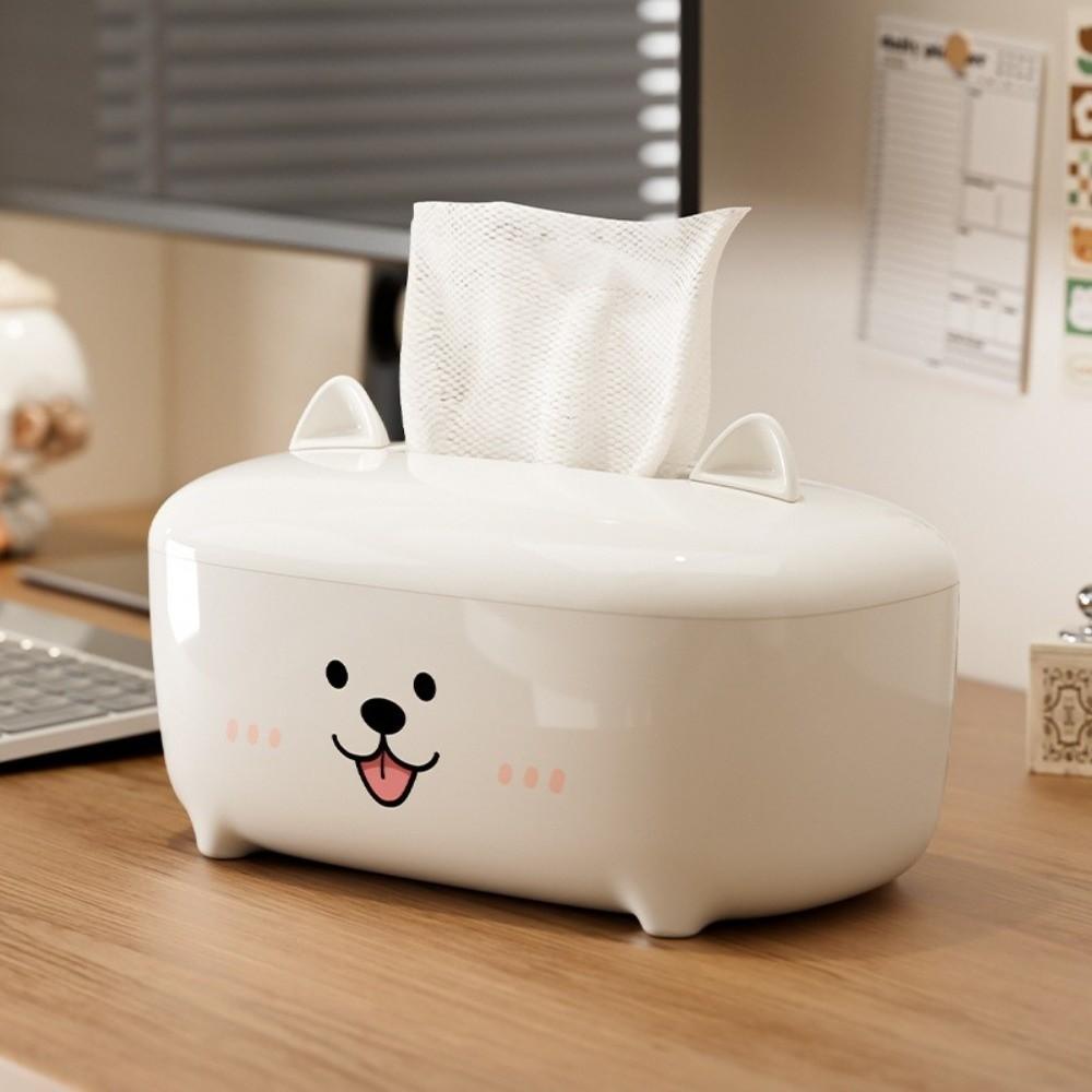 Cartoon Animal Tissue Box Non-Slip Base Thickened Paper Towel Holder Large Capacity Smooth Surface Napkin Container Desktop Use