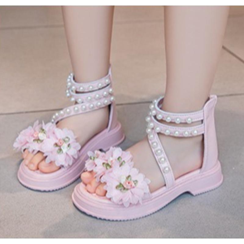 Summer Girls Open Toe Princess Roman Sandals Casual Student Shoes For Older Kids