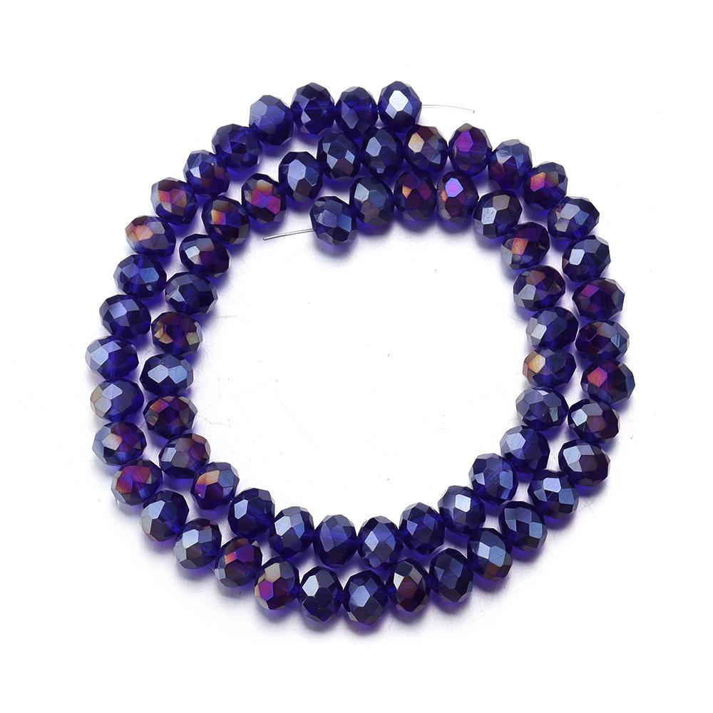 3 4 6 8 10mm Rondelle Faceted Crystal Beads Deep Blue AB Glass Loose Beads For Jewelry Making DIY Bracelets Necklace Accessories