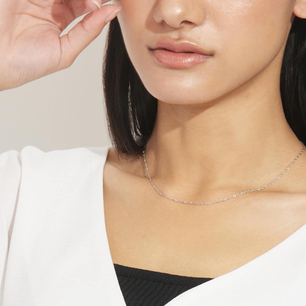 LARA Christie Platinum Pt850 Screw Necklace Wire 40cm Length Chain, 0.21mm Diameter, Approx. 1.3mm Width, (lc97-0043-pt-021-40)