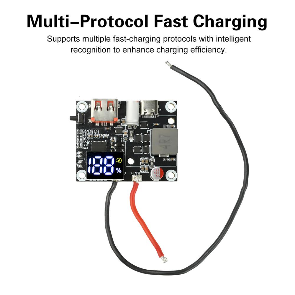 65W Mobile Power Module Bidirectional Fast Charging DIY Circuit Board Dual Interface Type-C USB-A for 3-6S Battery