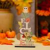 Season Delightful Harvest Owl And Squirrel Wooden Display Piece For Celebrations Thanksgiving