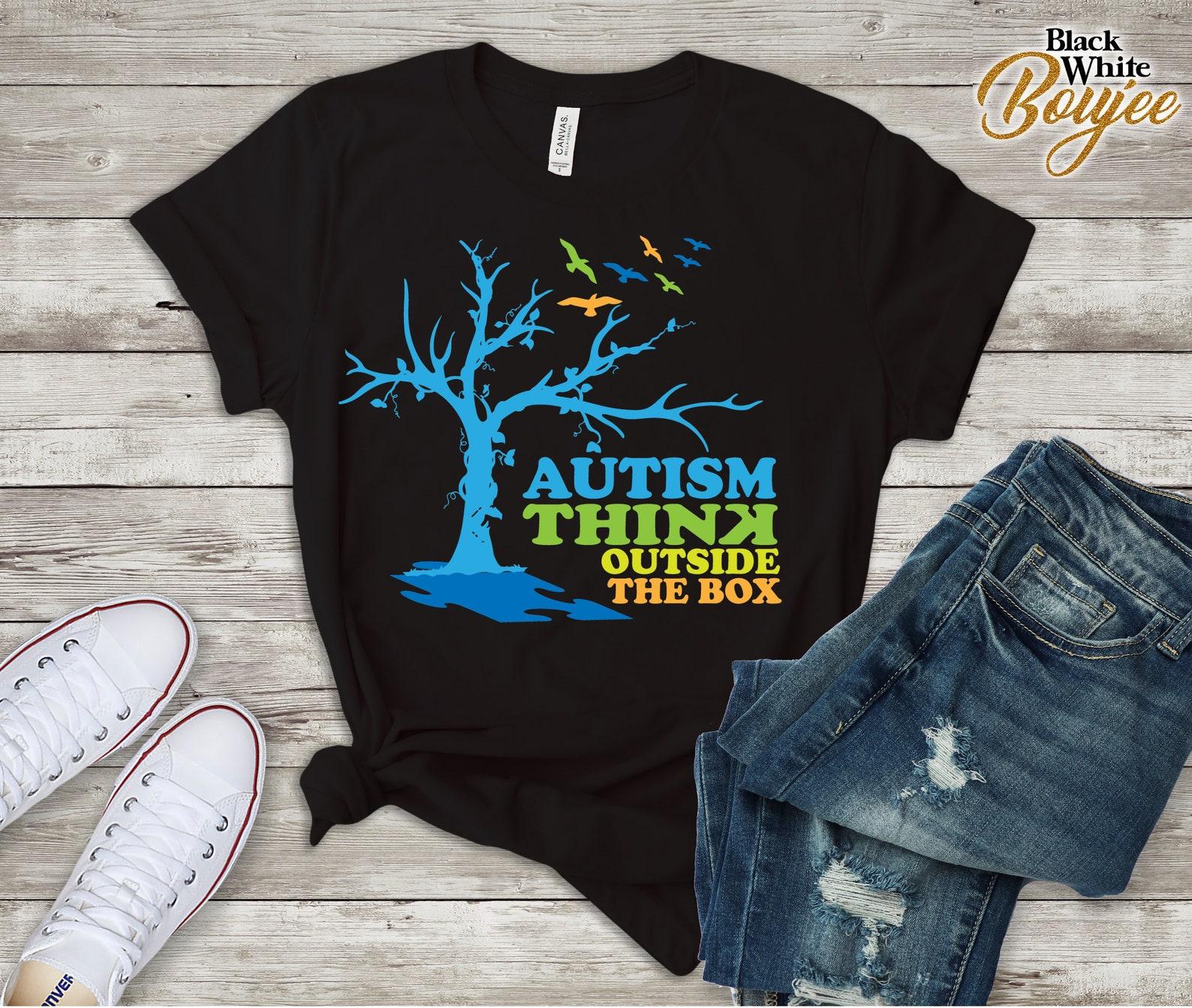 Autism Awareness Tree Shirt/ Autism Mom T SHirt/ Autism Mom Shirt/ Support Autism Mom T-Shirt Think Outside the box S