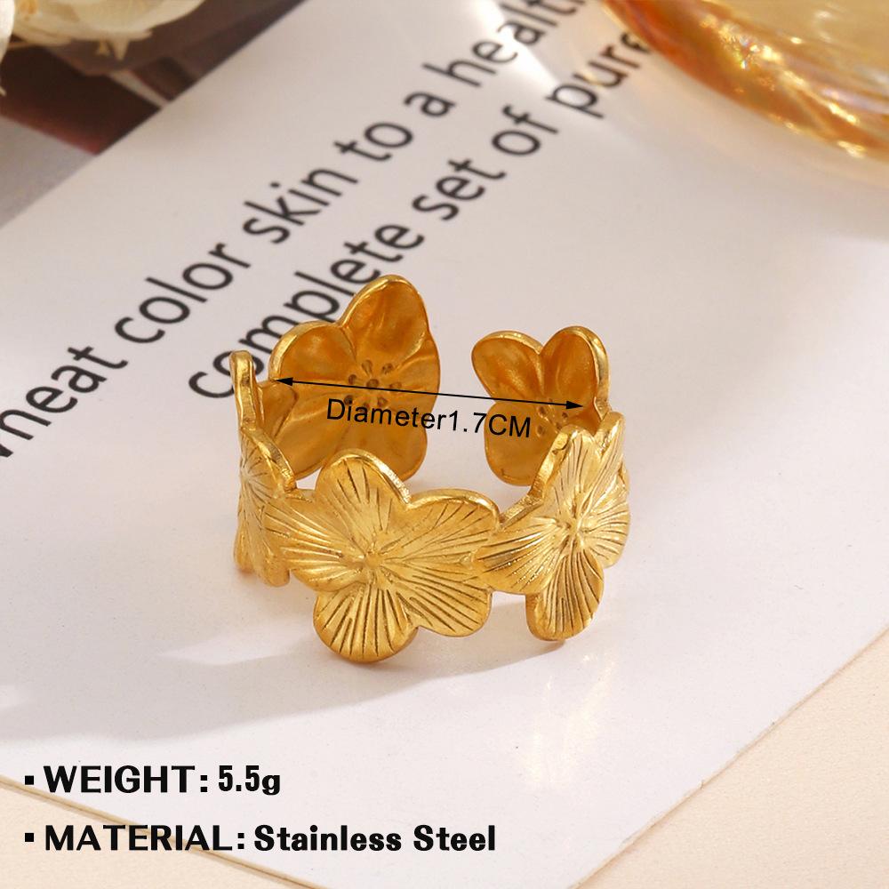 Stainless Steel Sunflower Flower Rings for Women Exquisite Gold Silver Color Irregular Texture Finger Rings Wedding Jewelry Gift