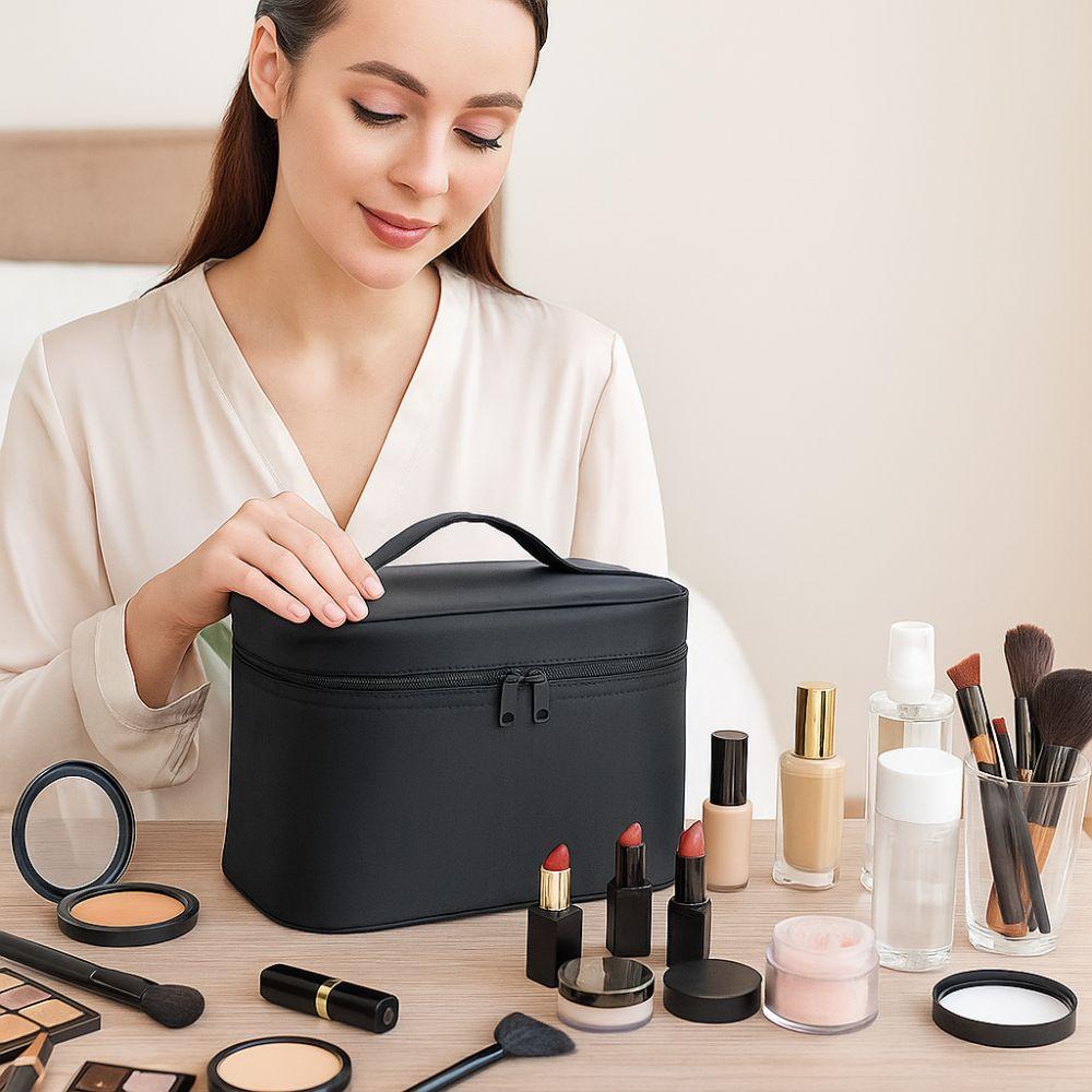 Handheld Women's Makeup Bag Black Men's Toiletry Bag Portable Cosmetics Bag Women/Men