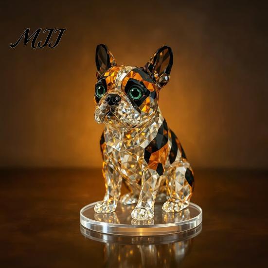Modern Retro Interior Styling Geometric Faux Crystal Animal Sculpture, Sparkling Acrylic Cat/Owl/Eagle/Dog Statue, Exquisite Sculpture Gifts