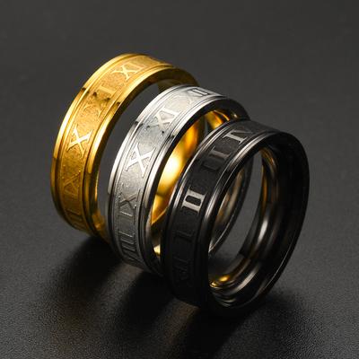 Klassieke Mode Roestvrij Staal Romeinse Digitale Mannen Vrouwen Ring Cool Punk Hoge Kwaliteit Waterdicht voor Feest Cadeaus