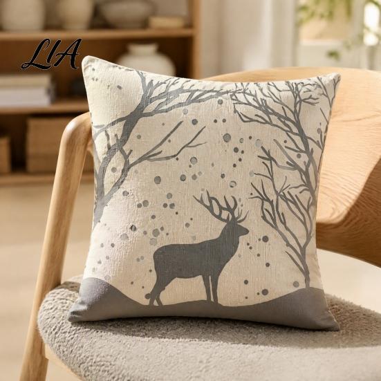 Christmas Cushion Covers for Sofa Snowflake Cover, Holiday Throw Pillow Case, 18x18 Easy Change Inch Decorative Cover Farmhouse Home Winter