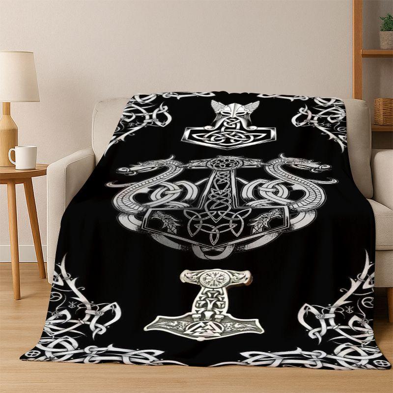 Viking WarriorSymbol Valknut Nordic Valhalla Flannel Blanket Soft Warm Throw Blanket for Bedroom Living Room Bed Travel Camping