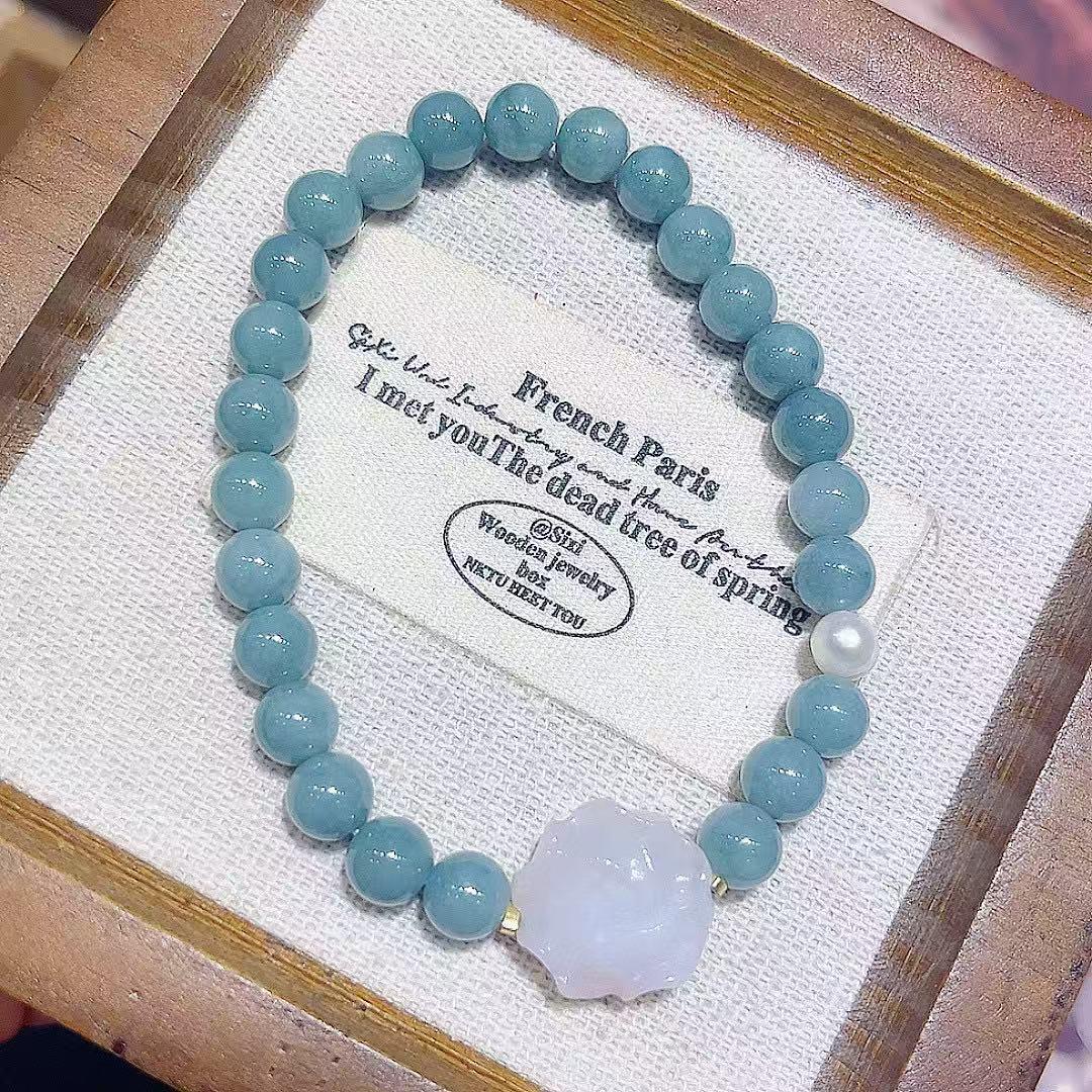 Blue Jade & Agate Flower Beaded Bracelet - Simple, Exquisite, Versatile Women s Fashion Jewelry