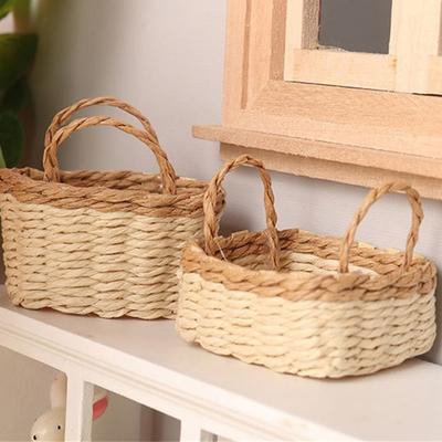 1:Panier de rangement Miniature pour maison de poupée, 12 pièces, cadre tissé pour légumes et aliments, décor de cuisine